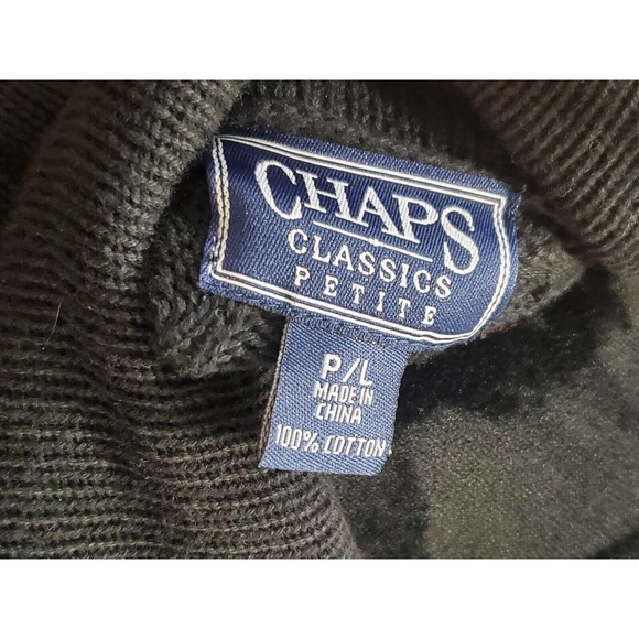 Chaps Women Black 100% Cotton Long Sleeve Buttons Front Cardigan Sweater Size L - Picture 7 of 9